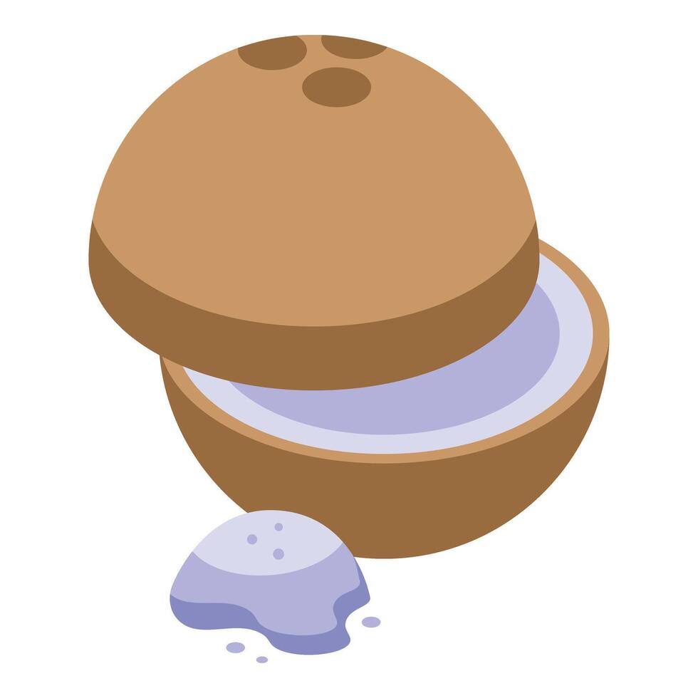 Coconut tooth powder icon isometric vector. Tube mouth vector