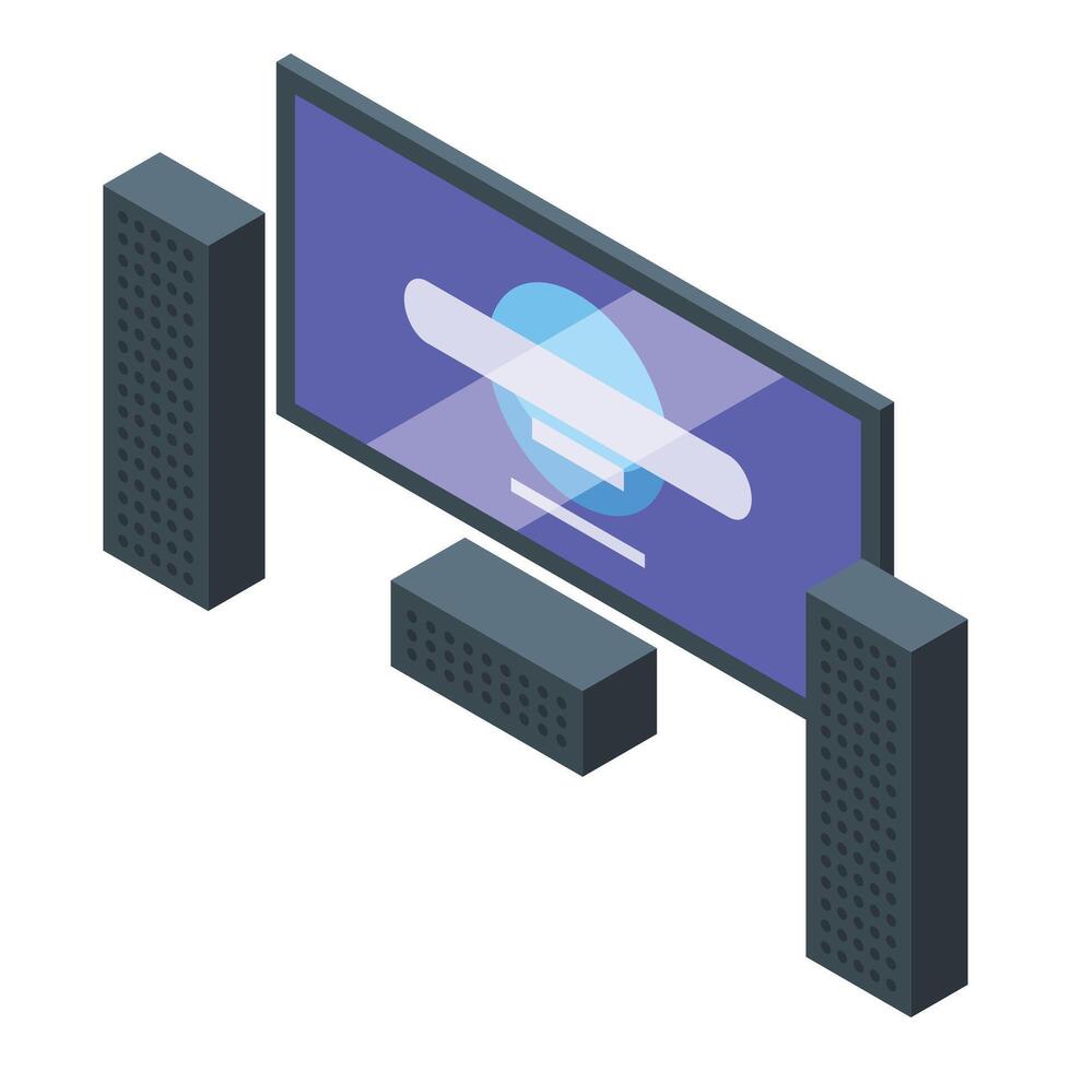 Screen home theater icon isometric vector. Sound player vector