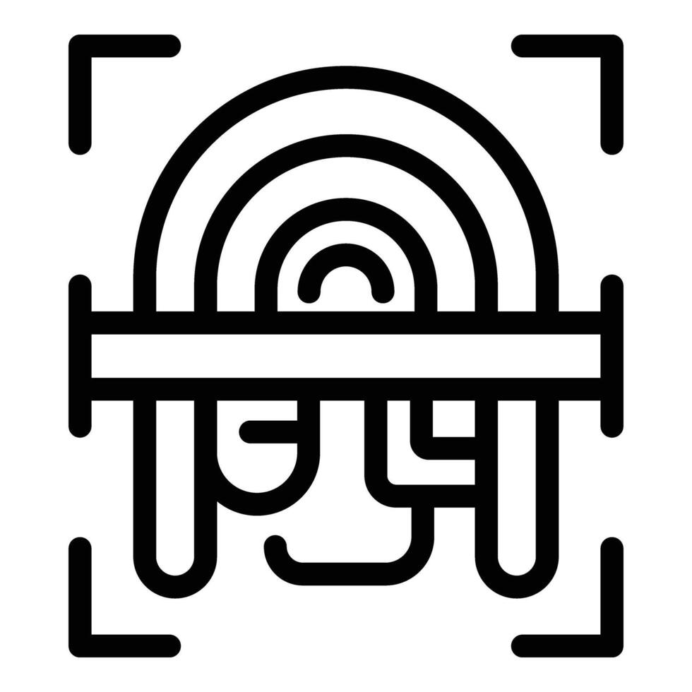 Fingerprint locked icon outline vector. Cyber security vector