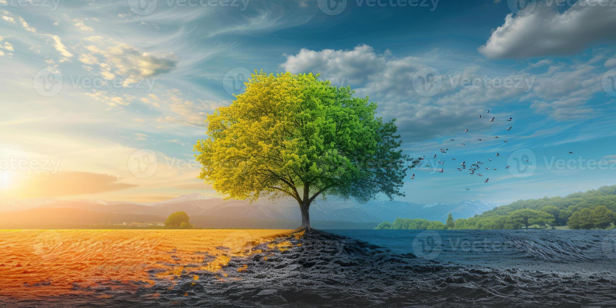 AI generated The resilience of nature in the face of environmental challenges. The regenerative power of ecosystems, emphasizing the importance of protecting and restoring our planet photo