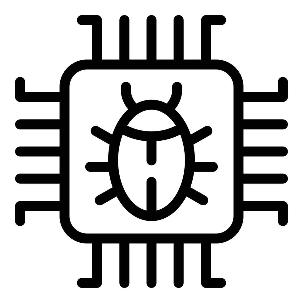 Processor bug icon outline vector. Data network vector