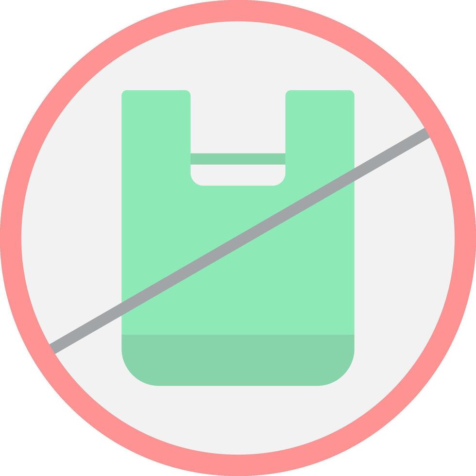 No Plastic Bag Flat Light Icon vector