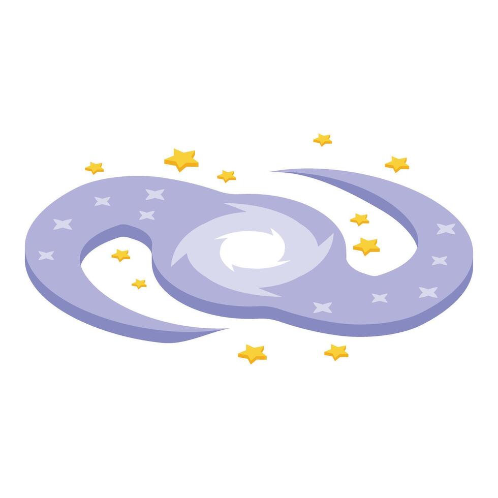 galaxia formar icono isométrica vector. solar aventuras vector