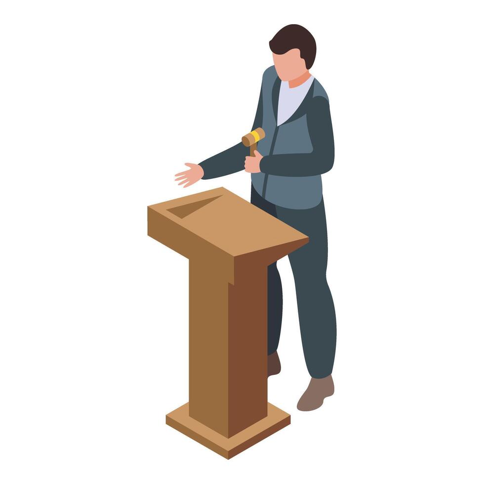 Speaker auction law icon isometric vector. Business smart vector