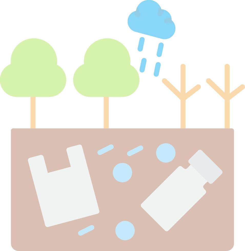 Land Pollution Flat Light Icon vector