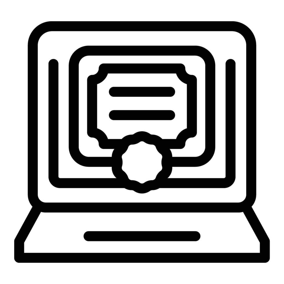 ordenador portátil en línea lección icono contorno vector. educación espanol vector