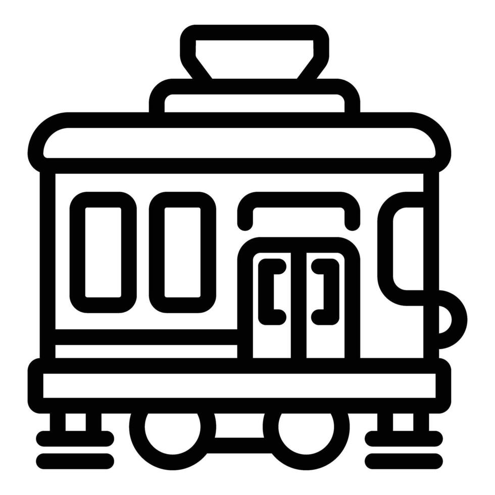 Lisbon city tram car icon outline vector. Culture architecture vector