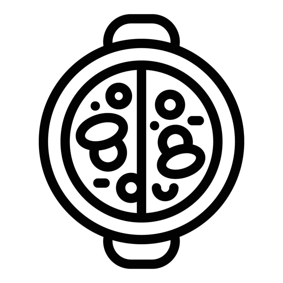 Top view soup pot icon outline vector. Meat snack vector
