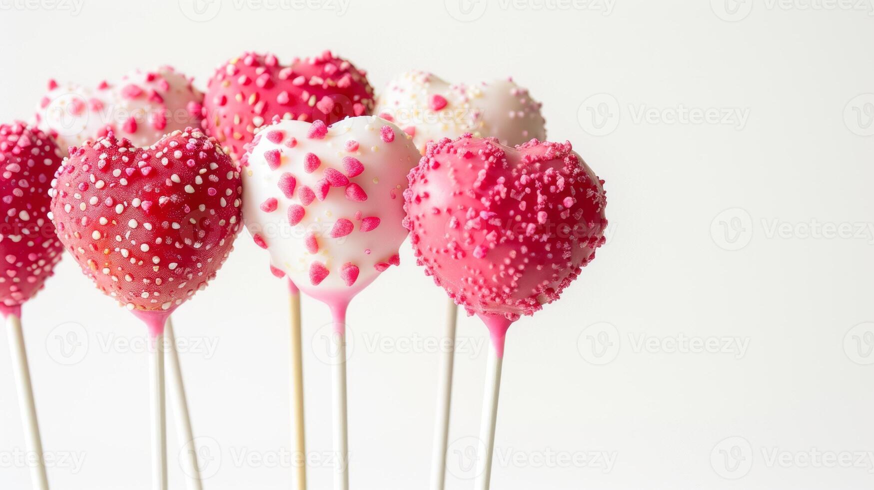AI generated Homemade strawberry pie pops or cake pops in a shape of heart isolated on white background photo