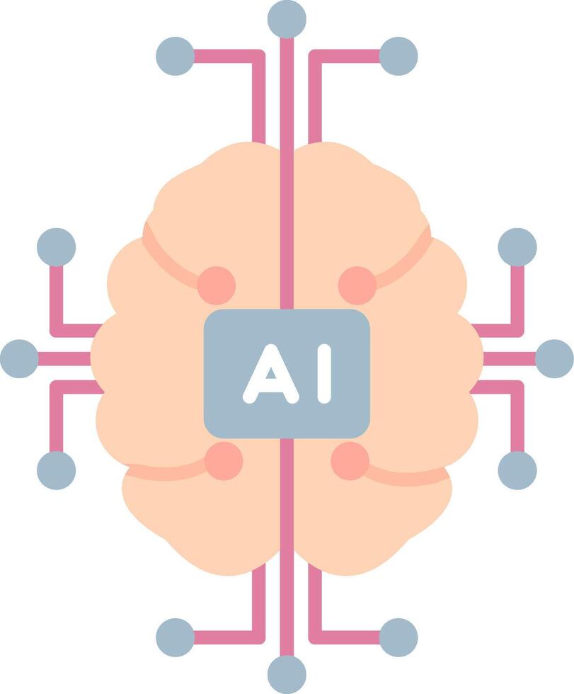 artificial inteligencia plano ligero icono vector