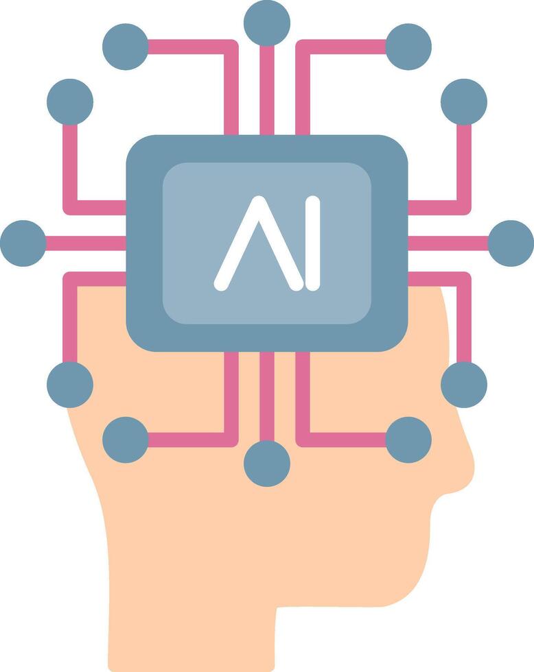 Artificial Intelligence Flat Light Icon vector