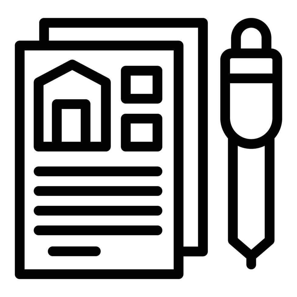 Sign rent contract icon outline vector. Building apartment vector