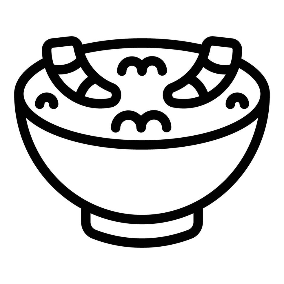 Shrimp soup icon outline vector. Chinese snack food vector