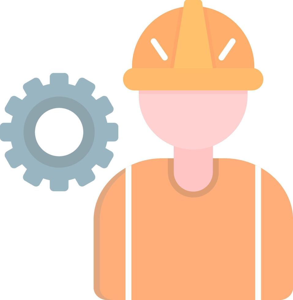 trabajador plano ligero icono vector