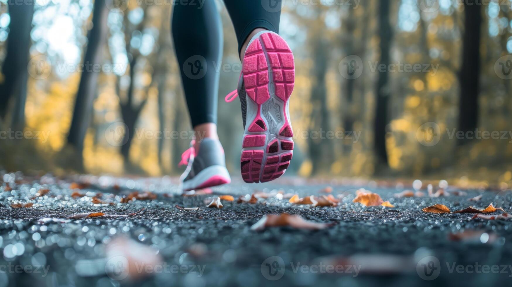 AI generated Close up shot of runner's shoes running on the track. Jogging, training, fitness for healthy lifestyle photo