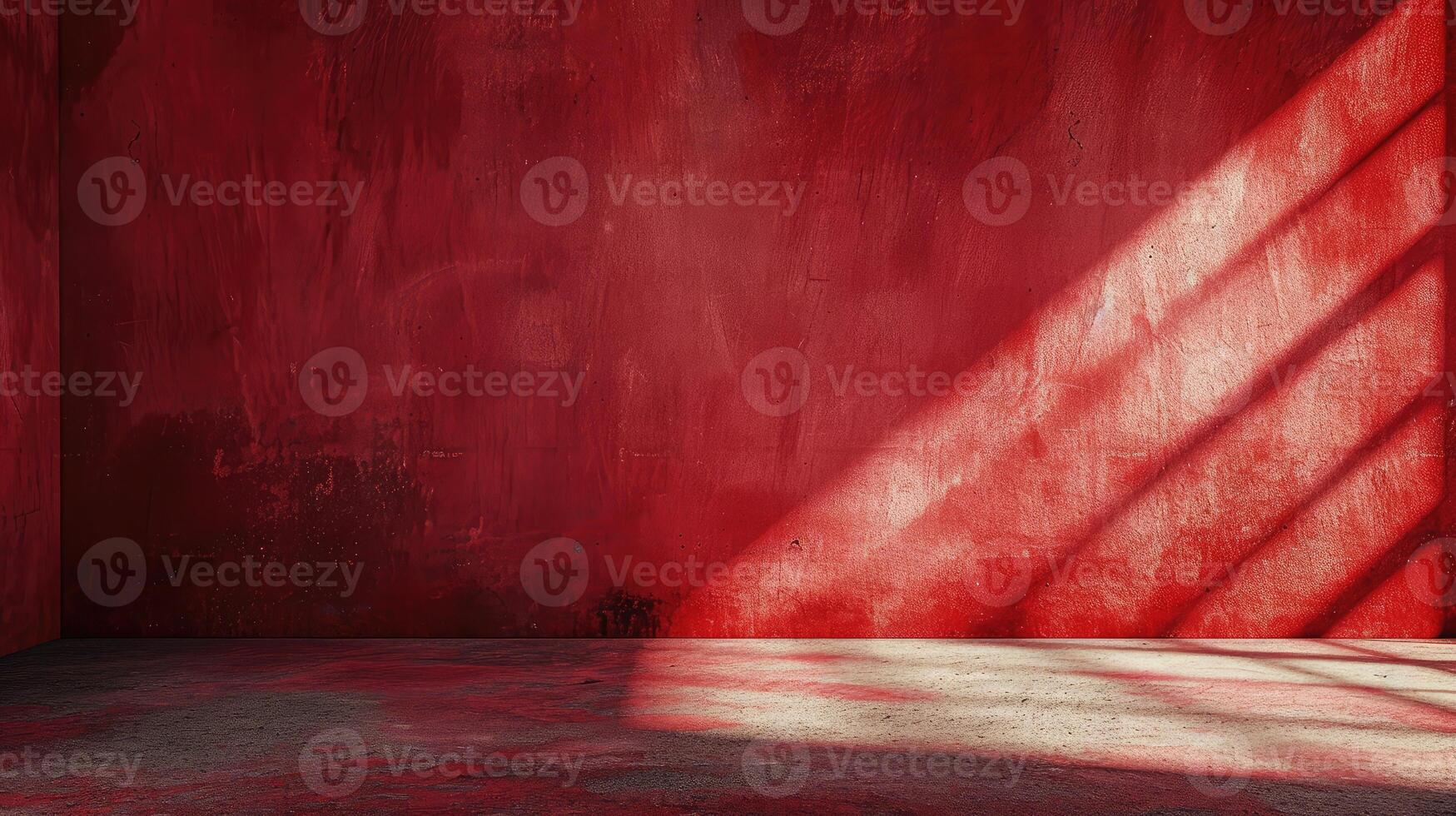 AI generated Red concrete wall and floor with light and shadow backgrounds, use for product display for presentation and cover banner design photo