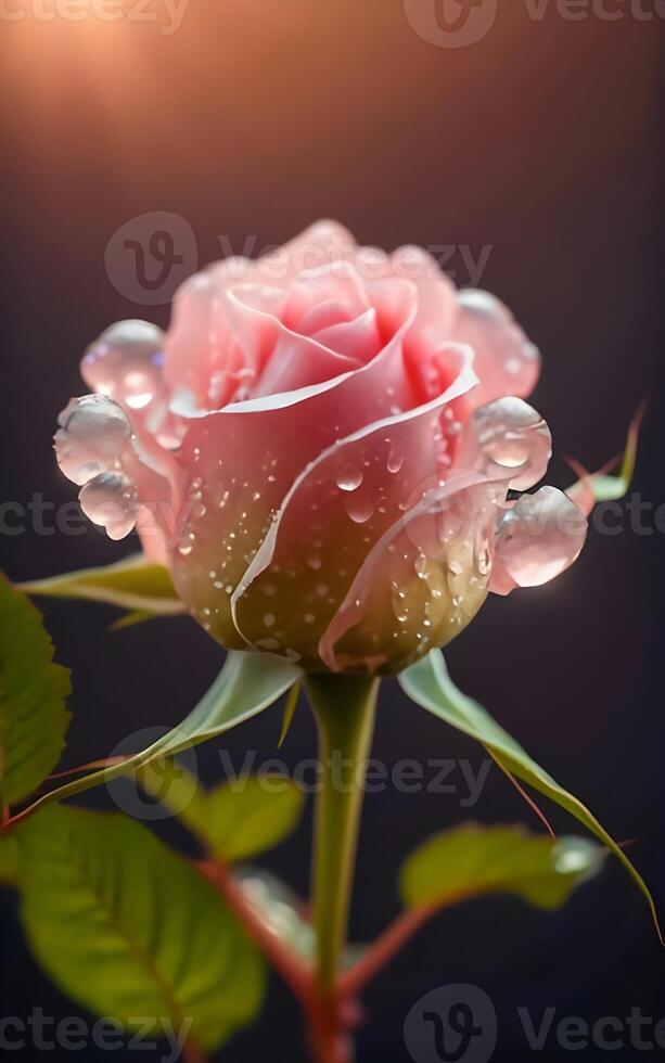 AI generated Beautiful  a pink color rose in studio photo