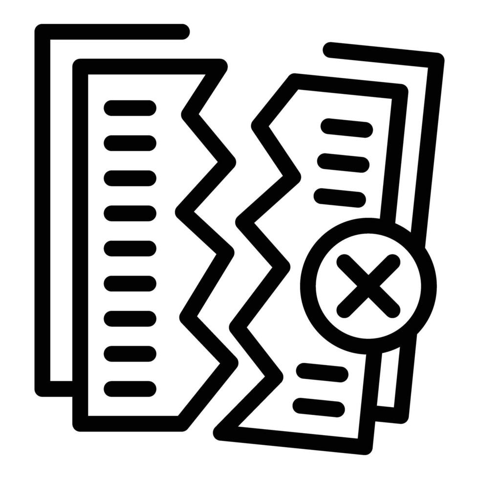 Cracked document icon outline vector. Fail alarm vector