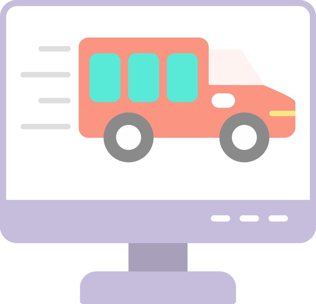 Delivery Truck Flat Light Icon vector