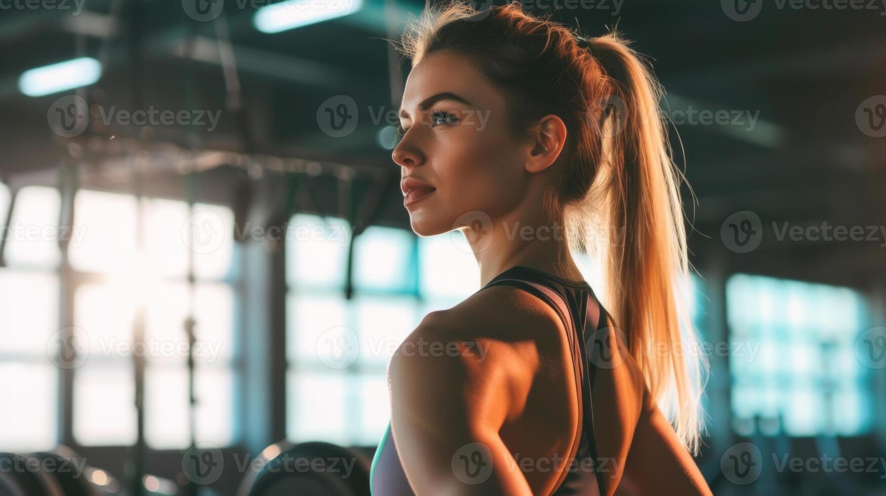 deportista en forma asiática sonriendo y haciendo ejercicio con