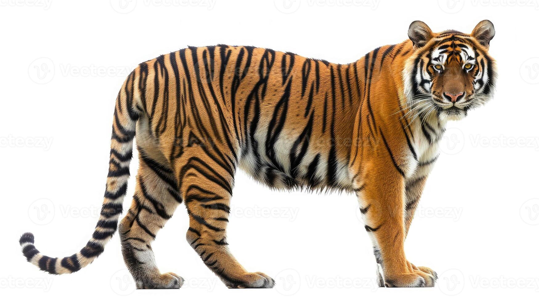 AI generated tiger on isolated white background. photo