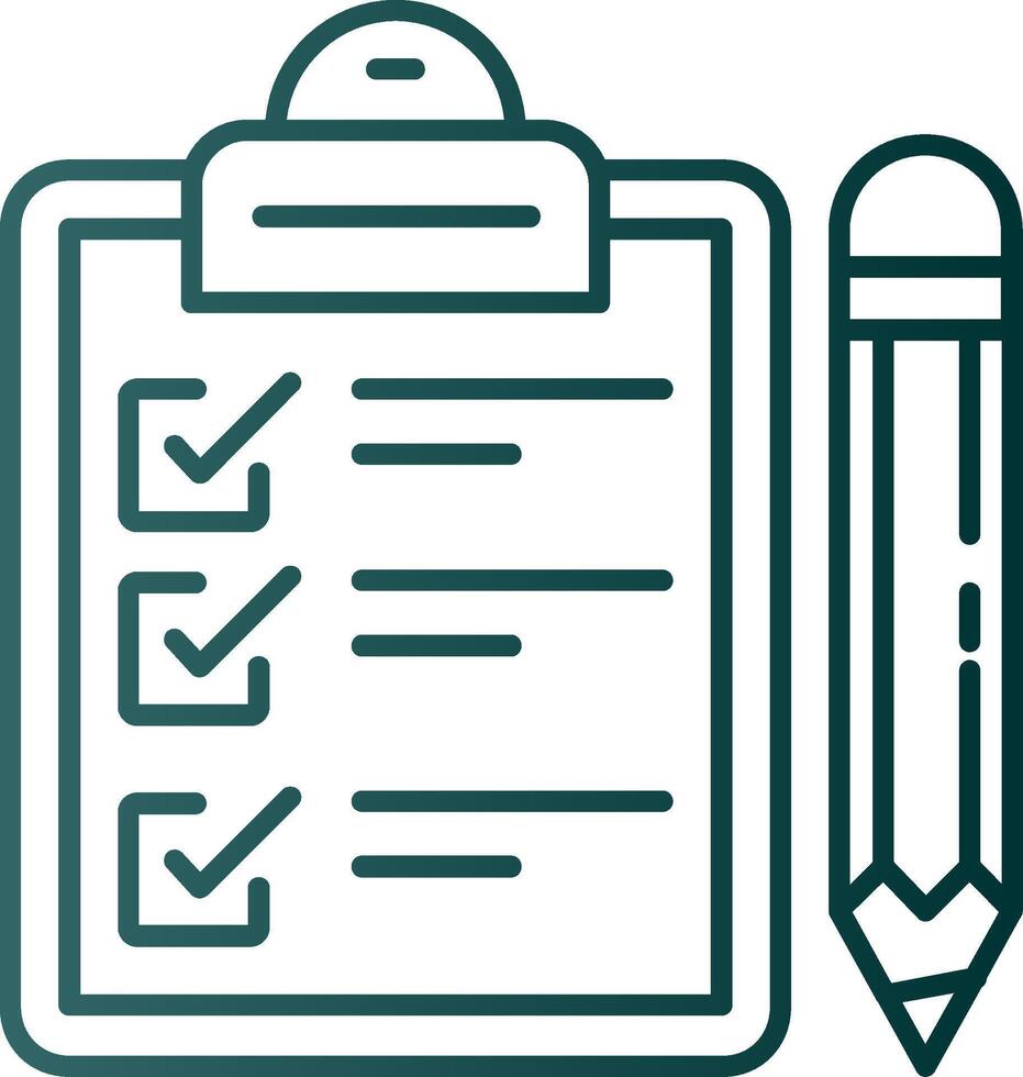 Exam Line Gradient Green Icon vector