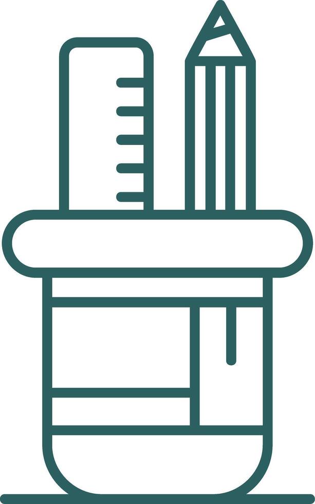 Pencil holder Line Gradient Green Icon vector