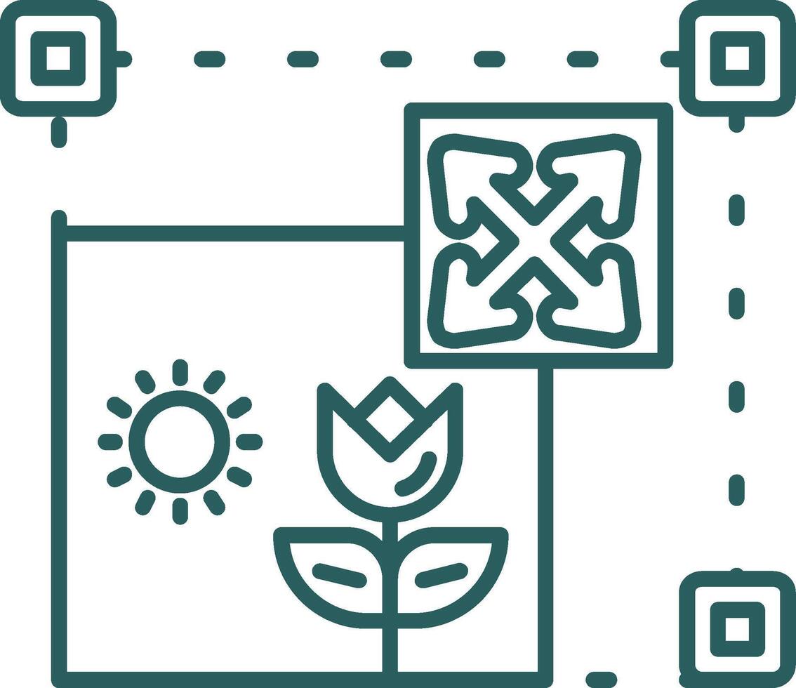 Move Line Gradient Green Icon vector