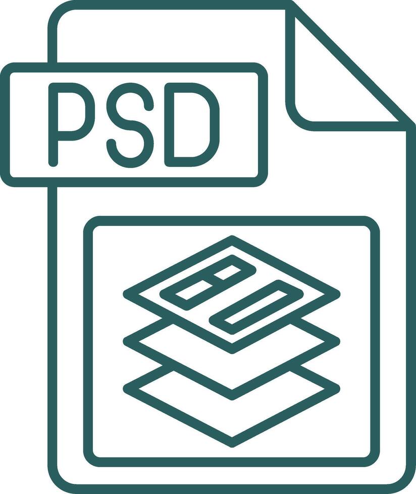 Psd file format Line Gradient Green Icon vector