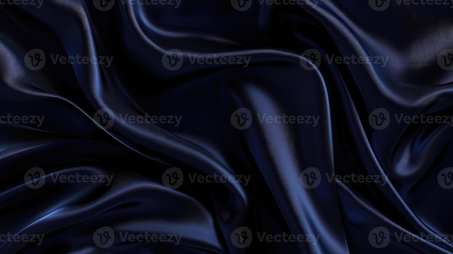 AI generated Silk satin fabric. Navy blue color. Elegant background with space for design. Soft wavy folds. Christmas photo