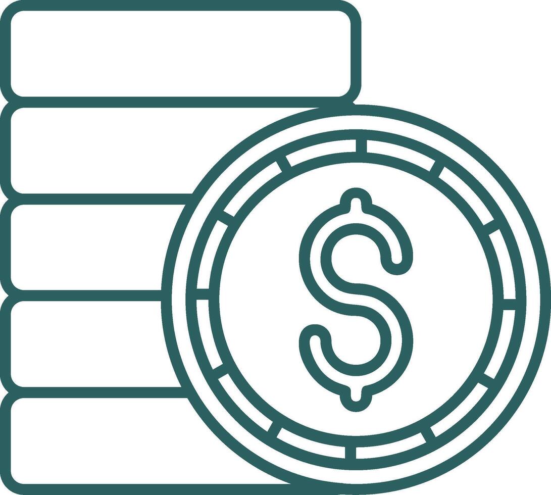 Coin Line Gradient Green Icon vector