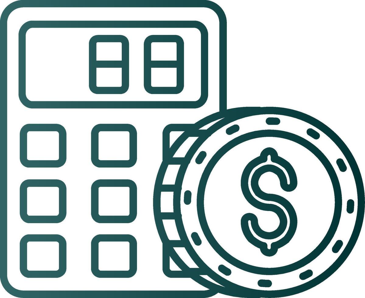 Calculator Line Gradient Green Icon vector
