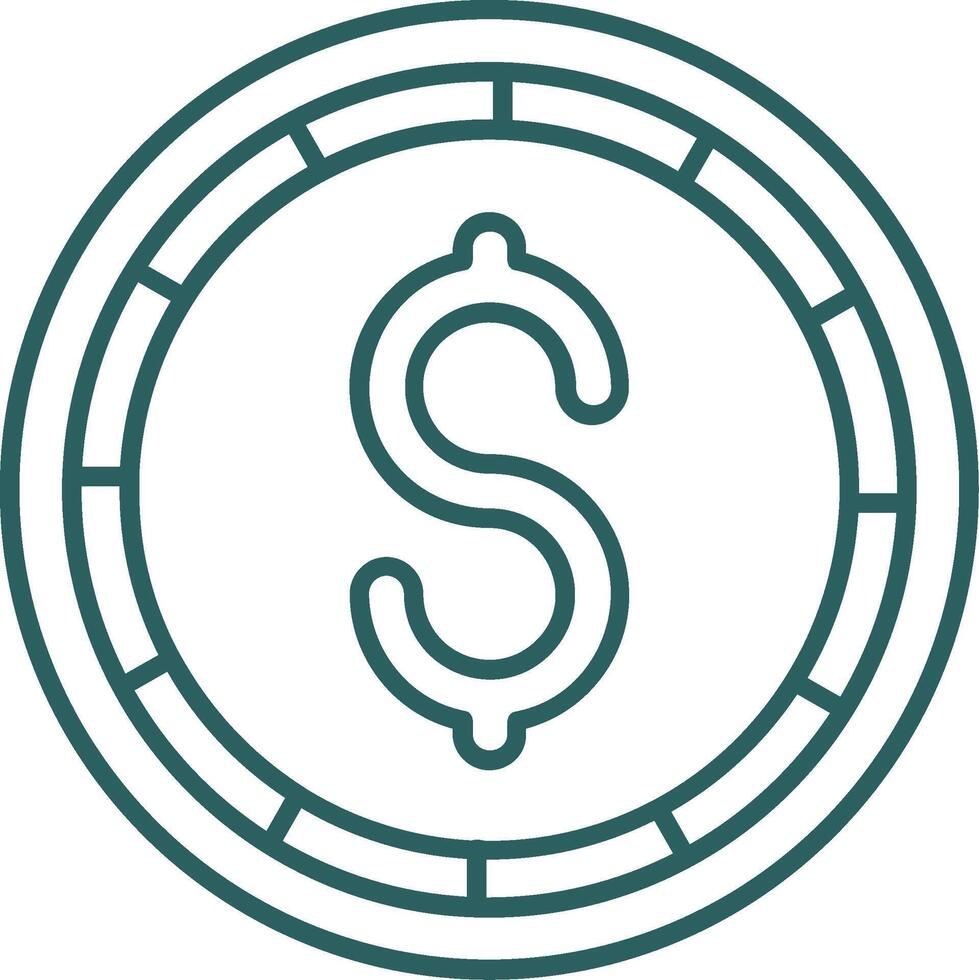 Dollar coin Line Gradient Green Icon vector