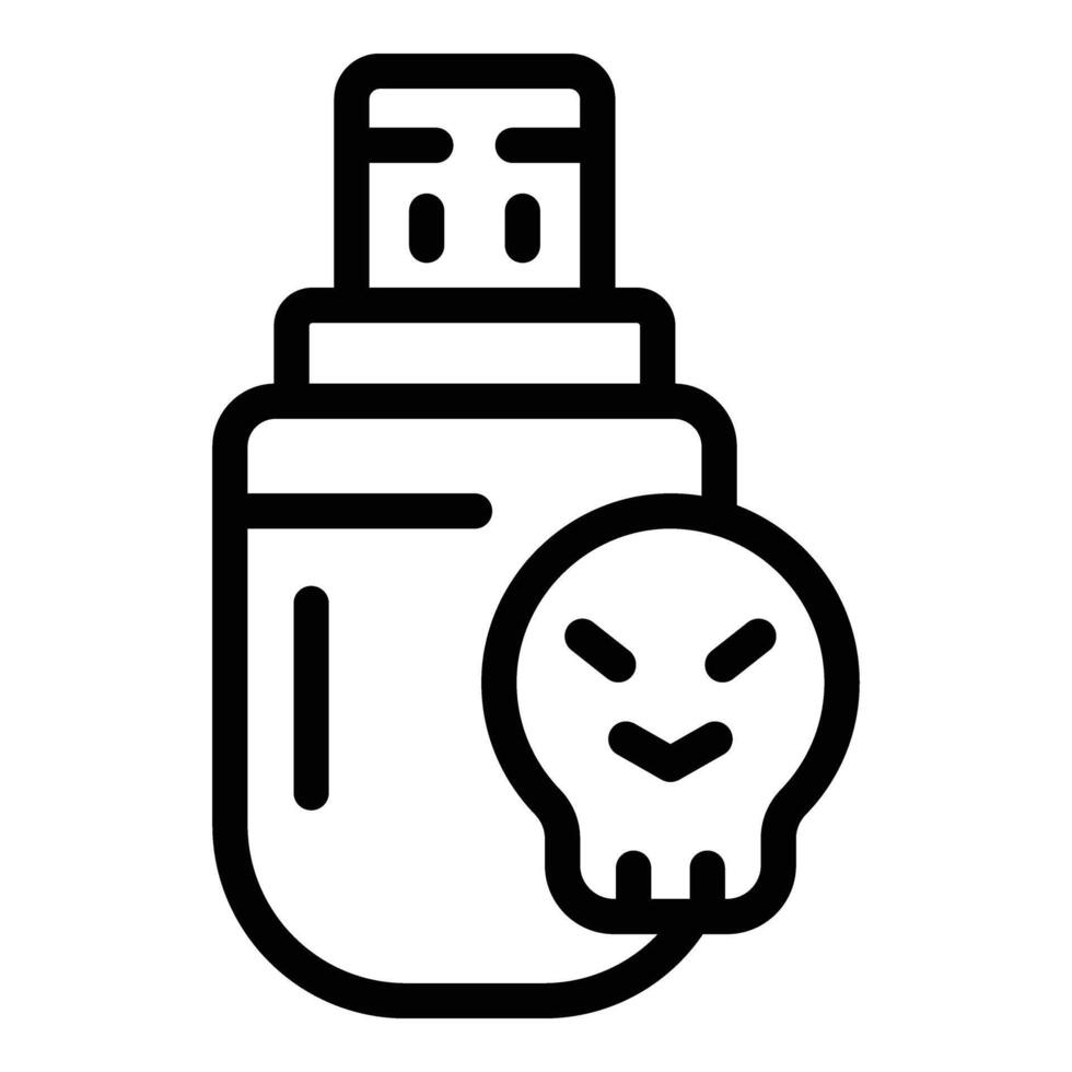 Hacked usb flash icon outline vector. System destroy vector