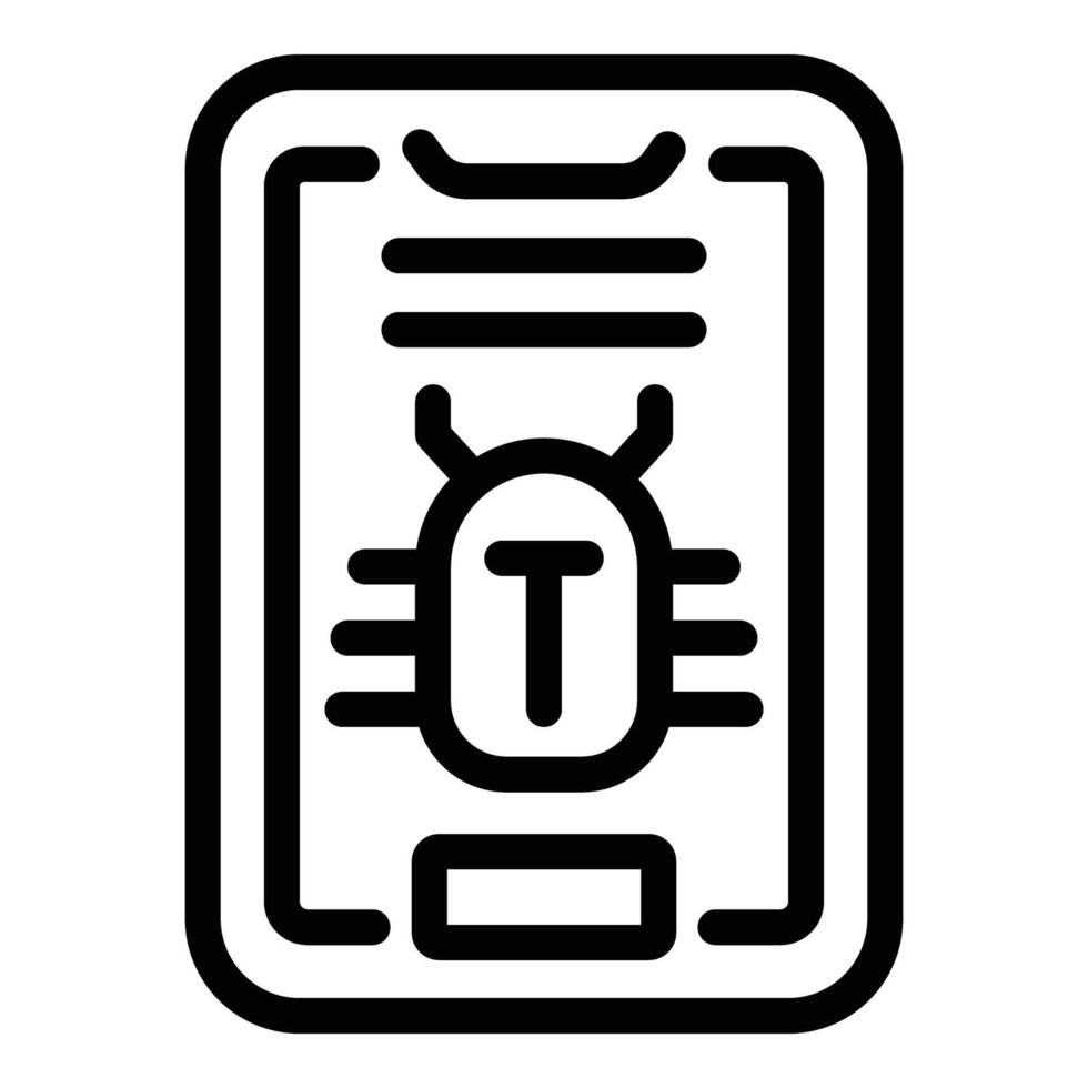 Smartphone data bug icon outline vector. Access key vector