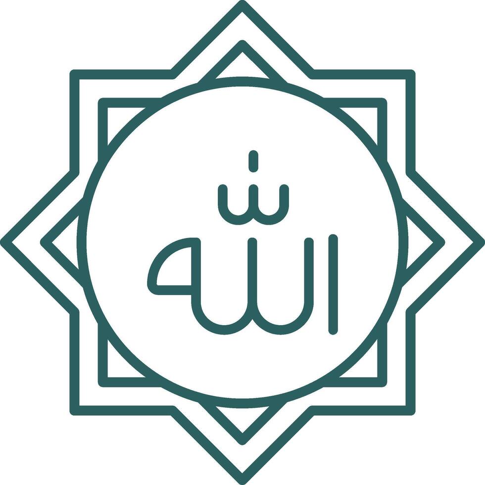 Allah Line Gradient Green Icon vector