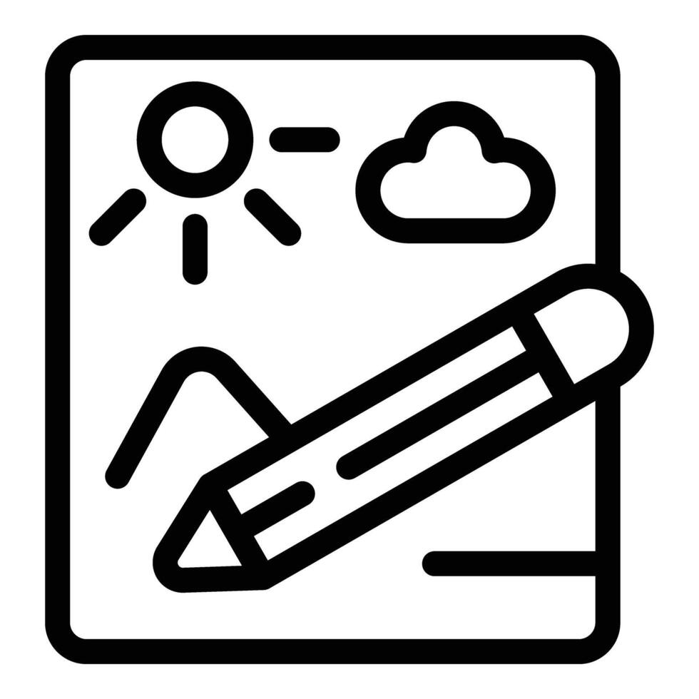 Kid pencil picture icon outline vector. Childcare play vector