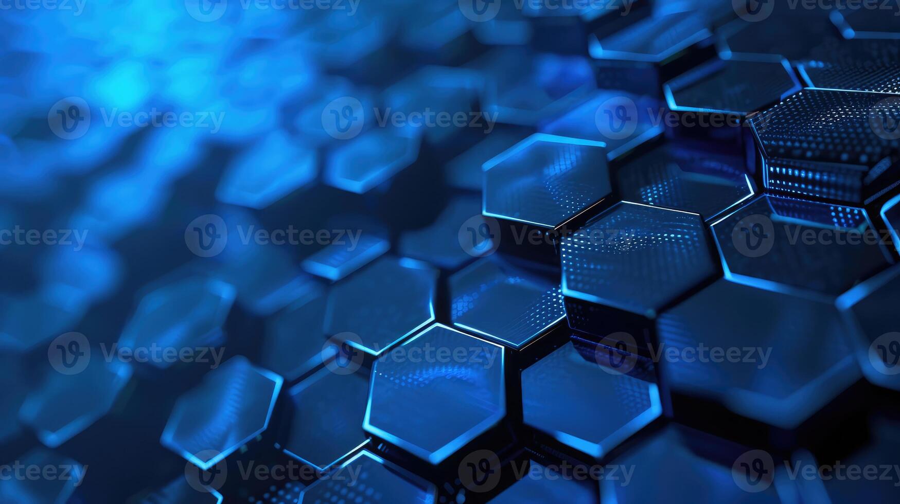 AI generated Abstract blue technology hexagonal background photo