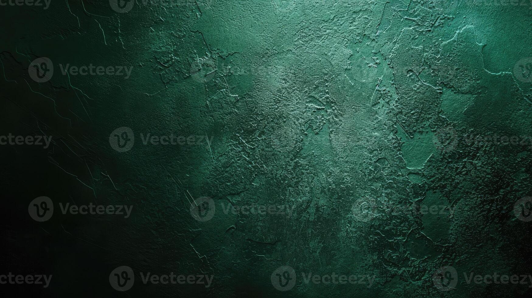 AI generated Dark green color gradient grainy background, illuminated spot on black, noise texture effect, wide banner size. photo