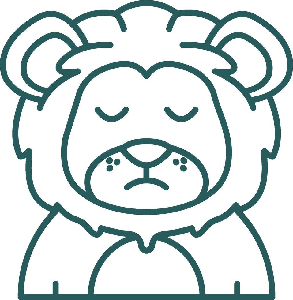 Sad Line Gradient Green Icon vector