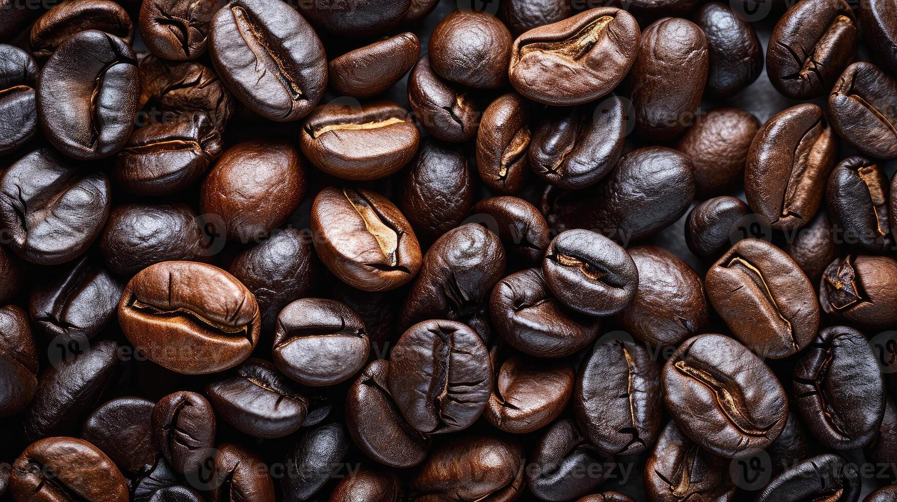 AI generated Mixture of different kinds of coffee beans. Coffee Background photo