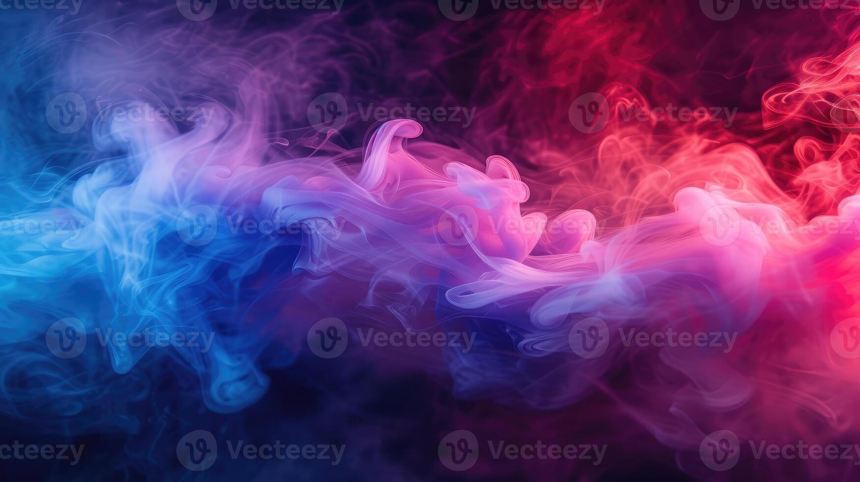 ai generado dramático fumar y niebla en contrastando vívido rojo, azul, y púrpura colores. vívido y intenso resumen antecedentes o fondo de pantalla. foto