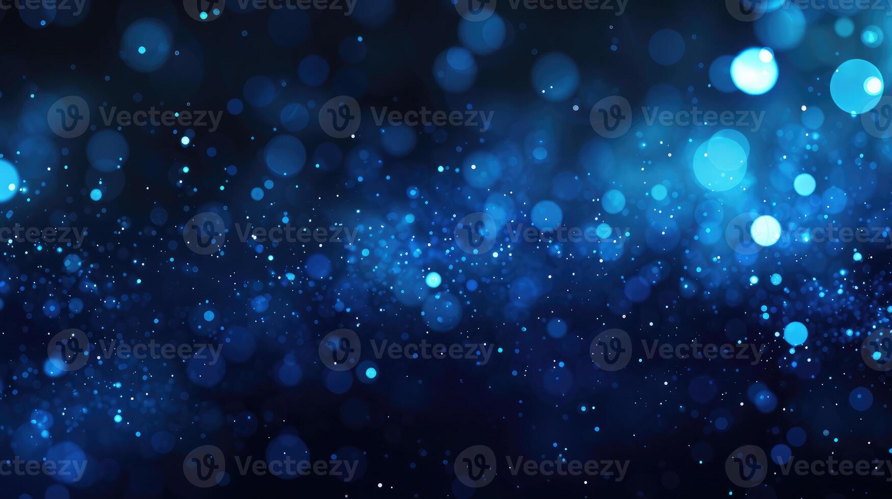 AI generated Defocused light flare. Blur glow banner. Cyber illumination. Bokeh neon navy blue black color gradient on dark night modern decorative abstract copy space background. photo