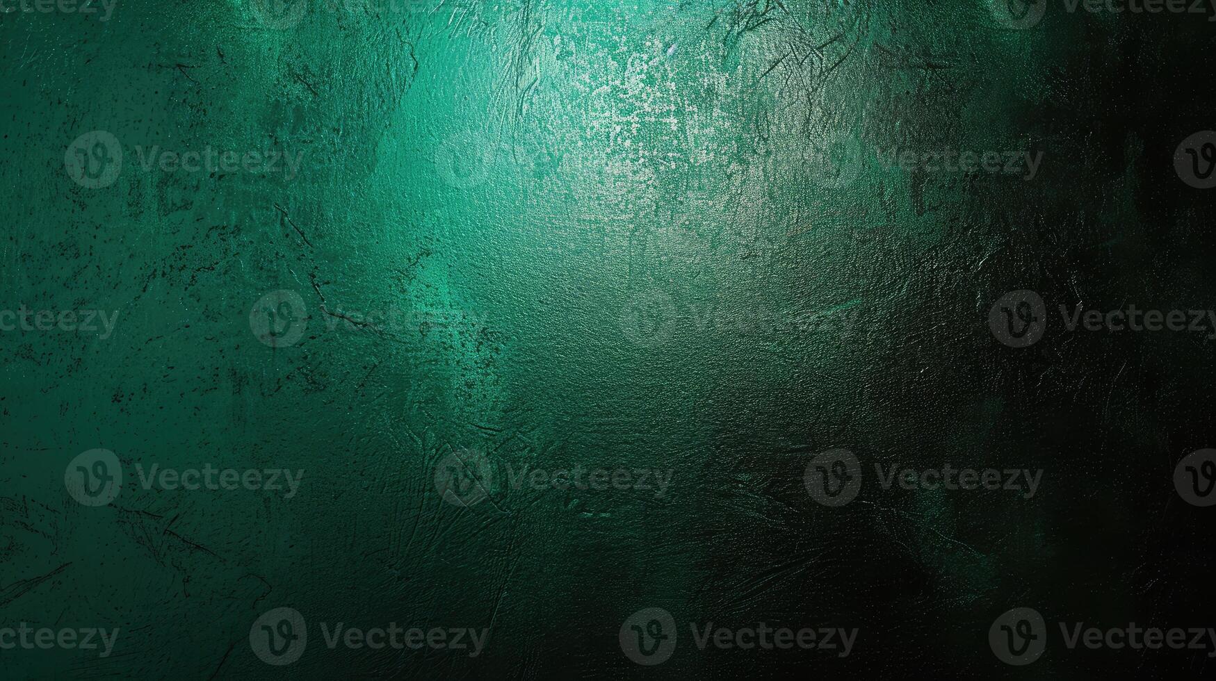 AI generated Dark green color gradient grainy background, illuminated spot on black, noise texture effect, wide banner size. photo