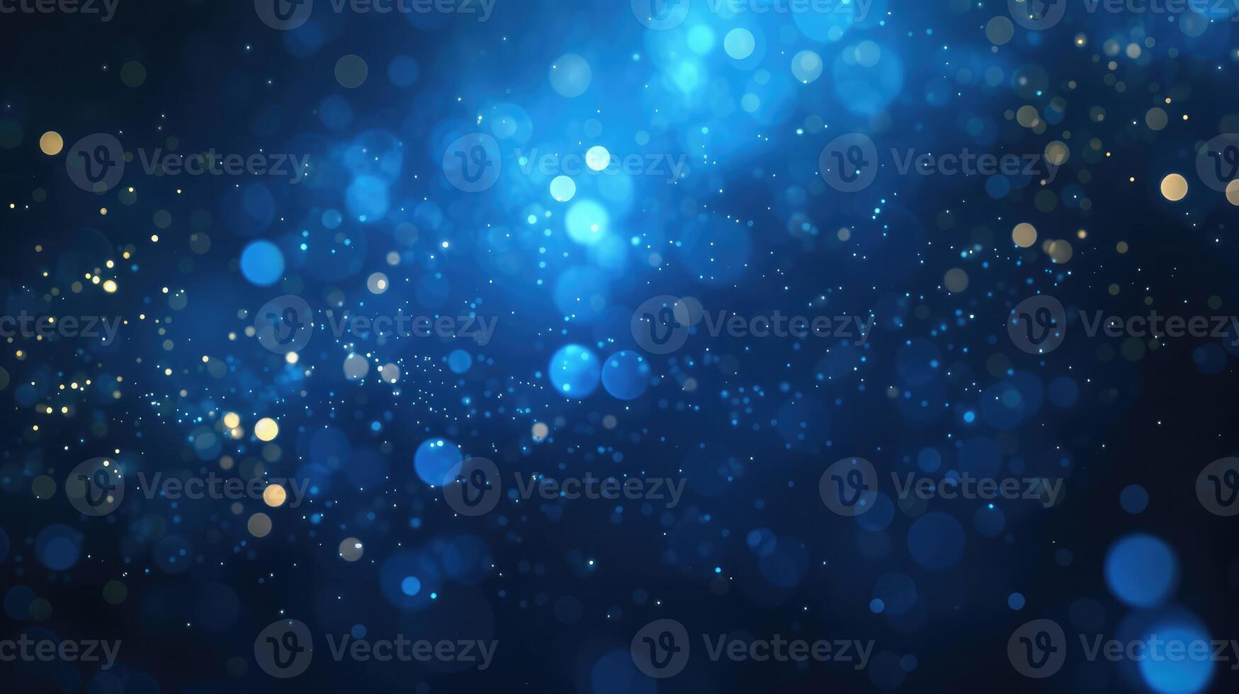 AI generated Defocused light flare. Blur glow banner. Cyber illumination. Bokeh neon navy blue black color gradient on dark night modern decorative abstract copy space background. photo