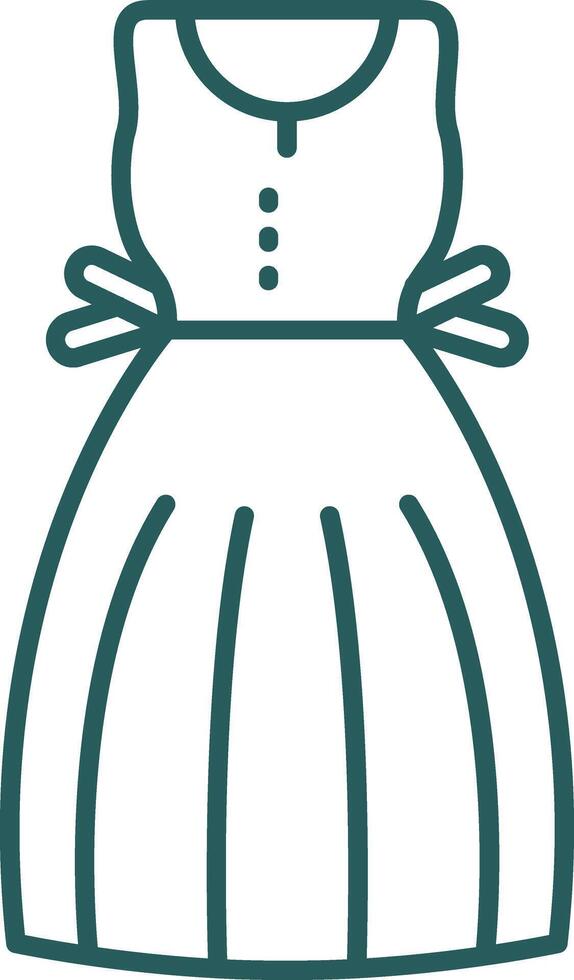 vestido de verano línea degradado verde icono vector