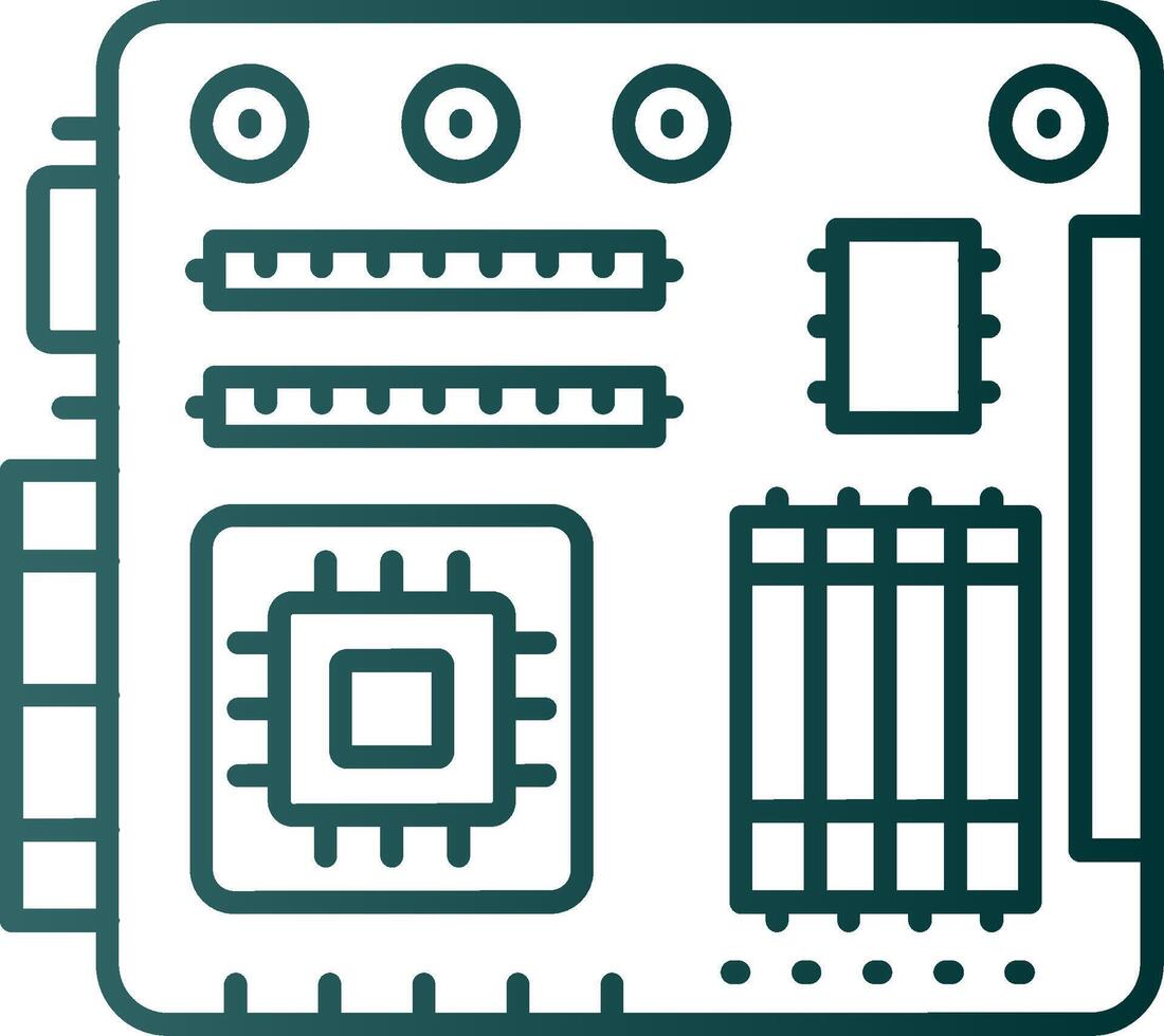 Motherboard Line Gradient Green Icon vector