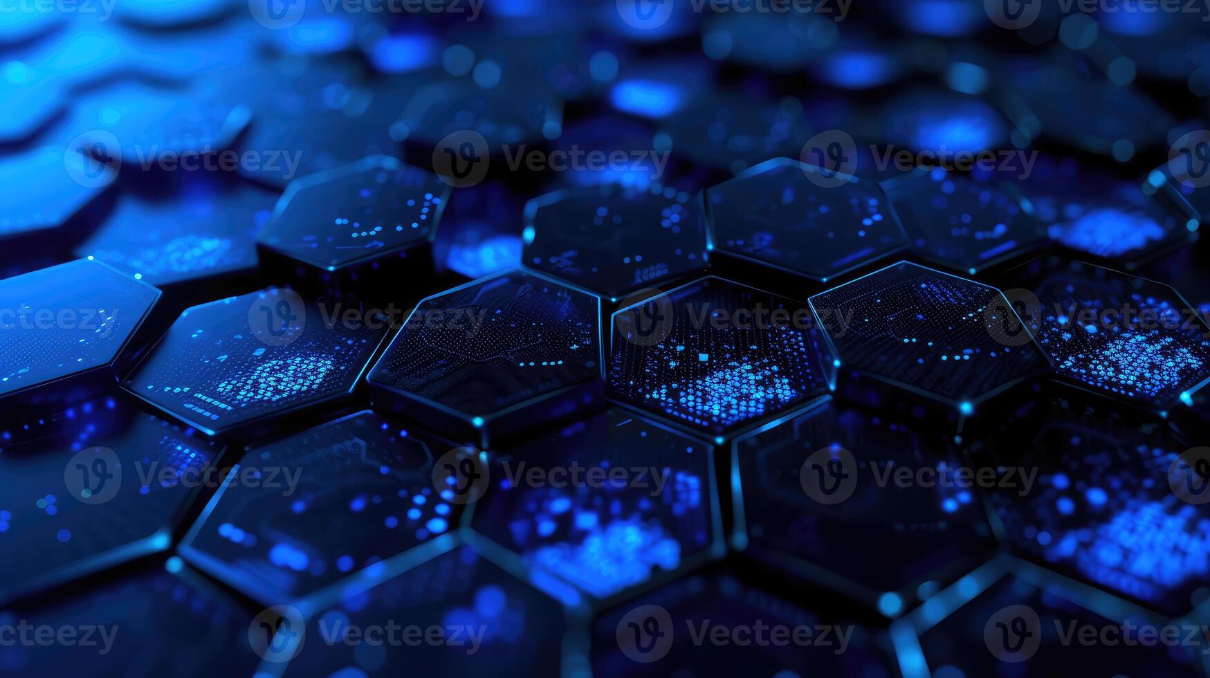 AI generated Top veiw Abstract blue technology hexagonal background photo