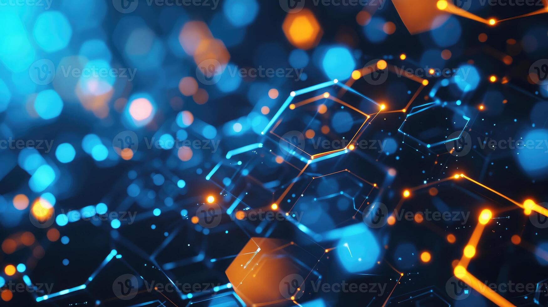 AI generated Abstract background hexagon network technology photo