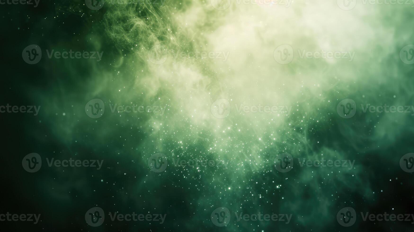 AI generated White green blurred gradient on dark grainy background, glowing light spot, copy space photo